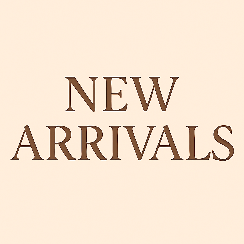 Text that reads 'NEW ARRIVALS' in elegant font, representing a bold collection launch.